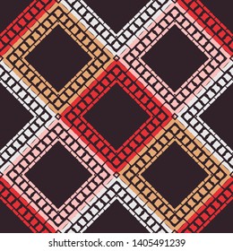 Ethnic boho seamless pattern. Lace. Embroidery on fabric. Patchwork texture. Weaving. Traditional ornament. Tribal pattern. Folk motif. Can be used for wallpaper, textile, wrapping, web.