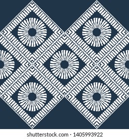 Ethnic boho seamless pattern. Lace. Embroidery on fabric. Patchwork texture. Weaving. Traditional ornament. Tribal pattern. Folk motif. Can be used for wallpaper, textile, wrapping, web.