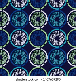 Ethnic boho seamless pattern. Lace. Embroidery on fabric. Patchwork texture. Weaving. Traditional ornament. Tribal pattern. Folk motif. Can be used for wallpaper, textile, wrapping, web.