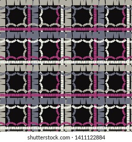 Ethnic boho seamless pattern. Lace. Embroidery on fabric. Patchwork texture. Weaving. Traditional ornament. Tribal pattern. Folk motif. Can be used for wallpaper, textile, wrapping, web.