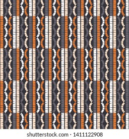 Ethnic boho seamless pattern. Lace. Embroidery on fabric. Patchwork texture. Weaving. Traditional ornament. Tribal pattern. Folk motif. Can be used for wallpaper, textile, wrapping, web.