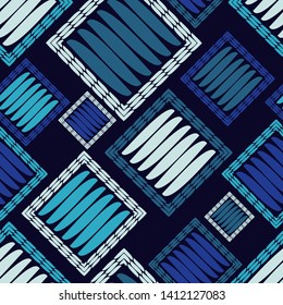 Ethnic boho seamless pattern. Lace. Embroidery on fabric. Patchwork texture. Weaving. Traditional ornament. Tribal pattern. Folk motif. Can be used for wallpaper, textile, wrapping, web.