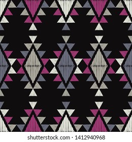 Ethnic boho seamless pattern. Lace. Embroidery on fabric. Patchwork texture. Weaving. Traditional ornament. Tribal pattern. Folk motif. Can be used for wallpaper, textile, wrapping, web.