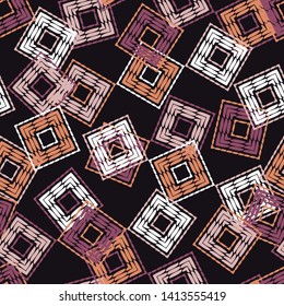 Ethnic boho seamless pattern. Lace. Embroidery on fabric. Patchwork texture. Weaving. Traditional ornament. Tribal pattern. Folk motif. Can be used for wallpaper, textile, wrapping, web.
