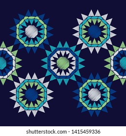 Ethnic boho seamless pattern. Lace. Embroidery on fabric. Patchwork texture. Weaving. Traditional ornament. Tribal pattern. Folk motif. Can be used for wallpaper, textile, wrapping, web.