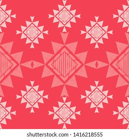 Ethnic boho seamless pattern. Lace. Embroidery on fabric. Patchwork texture. Weaving. Traditional ornament. Tribal pattern. Folk motif. Can be used for wallpaper, textile, wrapping, web.