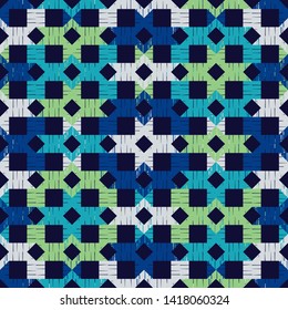 Ethnic boho seamless pattern. Lace. Embroidery on fabric. Patchwork texture. Weaving. Traditional ornament. Tribal pattern. Folk motif. Can be used for wallpaper, textile, wrapping, web.