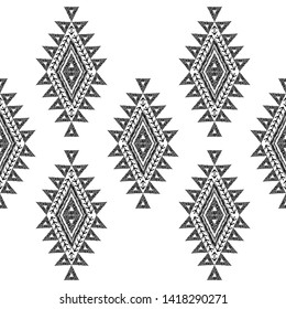 Ethnic boho seamless pattern. Lace. Embroidery on fabric. Patchwork texture. Weaving. Traditional ornament. Tribal pattern. Folk motif. Can be used for wallpaper, textile, wrapping, web.