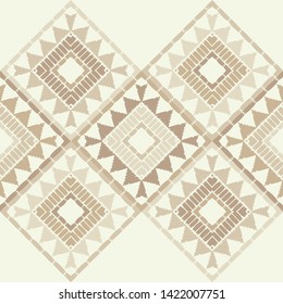 Ethnic boho seamless pattern. Lace. Embroidery on fabric. Patchwork texture. Weaving. Traditional ornament. Tribal pattern. Folk motif. Can be used for wallpaper, textile, wrapping, web.