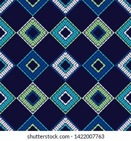 Ethnic boho seamless pattern. Lace. Embroidery on fabric. Patchwork texture. Weaving. Traditional ornament. Tribal pattern. Folk motif. Can be used for wallpaper, textile, wrapping, web.