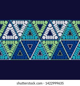 Ethnic boho seamless pattern. Lace. Embroidery on fabric. Patchwork texture. Weaving. Traditional ornament. Tribal pattern. Folk motif. Can be used for wallpaper, textile, wrapping, web.