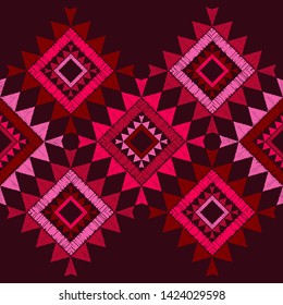 Ethnic boho seamless pattern. Lace. Embroidery on fabric. Patchwork texture. Weaving. Traditional ornament. Tribal pattern. Folk motif. Can be used for wallpaper, textile, wrapping, web.
