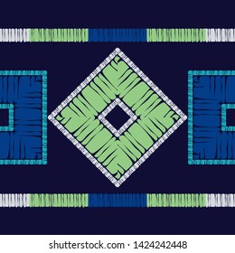 Ethnic boho seamless pattern. Lace. Embroidery on fabric. Patchwork texture. Weaving. Traditional ornament. Tribal pattern. Folk motif. Can be used for wallpaper, textile, wrapping, web.