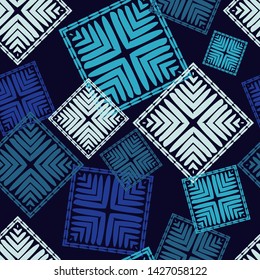 Ethnic boho seamless pattern. Lace. Embroidery on fabric. Patchwork texture. Weaving. Traditional ornament. Tribal pattern. Folk motif. Can be used for wallpaper, textile, wrapping, web.