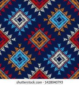 Ethnic boho seamless pattern. Lace. Embroidery on fabric. Patchwork texture. Weaving. Traditional ornament. Tribal pattern. Folk motif. Can be used for wallpaper, textile, wrapping, web.