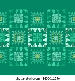 Ethnic boho seamless pattern. Lace. Embroidery on fabric. Patchwork texture. Weaving. Traditional ornament. Tribal pattern. Folk motif. Can be used for wallpaper, textile, wrapping, web.