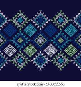 Ethnic boho seamless pattern. Lace. Embroidery on fabric. Patchwork texture. Weaving. Traditional ornament. Tribal pattern. Folk motif. Can be used for wallpaper, textile, wrapping, web.