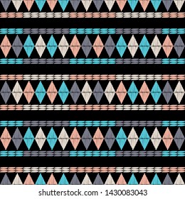 Ethnic boho seamless pattern. Lace. Embroidery on fabric. Patchwork texture. Weaving. Traditional ornament. Tribal pattern. Folk motif. Can be used for wallpaper, textile, wrapping, web.