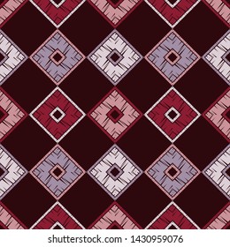 Ethnic boho seamless pattern. Lace. Embroidery on fabric. Patchwork texture. Weaving. Traditional ornament. Tribal pattern. Folk motif. Can be used for wallpaper, textile, wrapping, web.