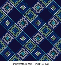 Ethnic boho seamless pattern. Lace. Embroidery on fabric. Patchwork texture. Weaving. Traditional ornament. Tribal pattern. Folk motif. Can be used for wallpaper, textile, wrapping, web.