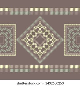 Ethnic boho seamless pattern. Lace. Embroidery on fabric. Patchwork texture. Weaving. Traditional ornament. Tribal pattern. Folk motif. Can be used for wallpaper, textile, wrapping, web.