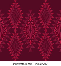 Ethnic boho seamless pattern. Lace. Embroidery on fabric. Patchwork texture. Weaving. Traditional ornament. Tribal pattern. Folk motif. Can be used for wallpaper, textile, wrapping, web.