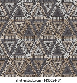Ethnic boho seamless pattern. Lace. Embroidery on fabric. Patchwork texture. Weaving. Traditional ornament. Tribal pattern. Folk motif. Can be used for wallpaper, textile, wrapping, web.