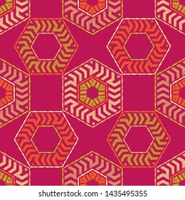 Ethnic boho seamless pattern. Lace. Embroidery on fabric. Patchwork texture. Weaving. Traditional ornament. Tribal pattern. Folk motif. Can be used for wallpaper, textile, wrapping, web.