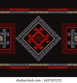 Ethnic boho seamless pattern. Lace. Embroidery on fabric. Patchwork texture. Weaving. Traditional ornament. Tribal pattern. Folk motif. Can be used for wallpaper, textile, wrapping, web.