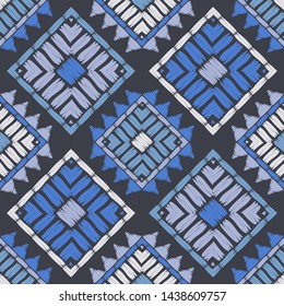 Ethnic boho seamless pattern. Lace. Embroidery on fabric. Patchwork texture. Weaving. Traditional ornament. Tribal pattern. Folk motif. Can be used for wallpaper, textile, wrapping, web.