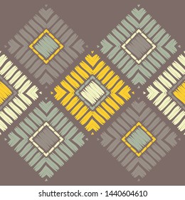 Ethnic boho seamless pattern. Lace. Embroidery on fabric. Patchwork texture. Weaving. Traditional ornament. Tribal pattern. Folk motif. Can be used for wallpaper, textile, wrapping, web.