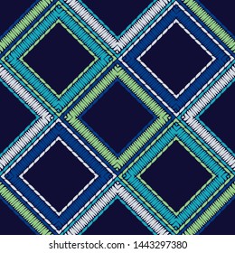 Ethnic boho seamless pattern. Lace. Embroidery on fabric. Patchwork texture. Weaving. Traditional ornament. Tribal pattern. Folk motif. Can be used for wallpaper, textile, wrapping, web.