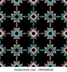 Ethnic boho seamless pattern. Lace. Embroidery on fabric. Patchwork texture. Weaving. Traditional ornament. Tribal pattern. Folk motif. Can be used for wallpaper, textile, wrapping, web.