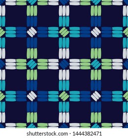Ethnic boho seamless pattern. Lace. Embroidery on fabric. Patchwork texture. Weaving. Traditional ornament. Tribal pattern. Folk motif. Can be used for wallpaper, textile, wrapping, web.
