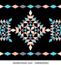 Ethnic boho seamless pattern. Lace. Embroidery on fabric. Patchwork texture. Weaving. Traditional ornament. Tribal pattern. Folk motif. Can be used for wallpaper, textile, wrapping, web.