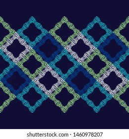 Ethnic boho seamless pattern. Lace. Embroidery on fabric. Patchwork texture. Weaving. Traditional ornament. Tribal pattern. Folk motif. Can be used for wallpaper, textile, wrapping, web.
