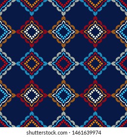 Ethnic boho seamless pattern. Lace. Embroidery on fabric. Patchwork texture. Weaving. Traditional ornament. Tribal pattern. Folk motif. Can be used for wallpaper, textile, wrapping, web.