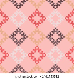 Ethnic boho seamless pattern. Lace. Embroidery on fabric. Patchwork texture. Weaving. Traditional ornament. Tribal pattern. Folk motif. Can be used for wallpaper, textile, wrapping, web.