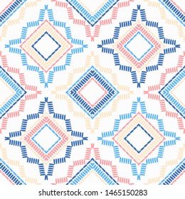 Ethnic boho seamless pattern. Lace. Embroidery on fabric. Patchwork texture. Weaving. Traditional ornament. Tribal pattern. Folk motif. Can be used for wallpaper, textile, wrapping, web.