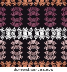 Ethnic boho seamless pattern. Lace. Embroidery on fabric. Patchwork texture. Weaving. Traditional ornament. Tribal pattern. Folk motif. Can be used for wallpaper, textile, wrapping, web.