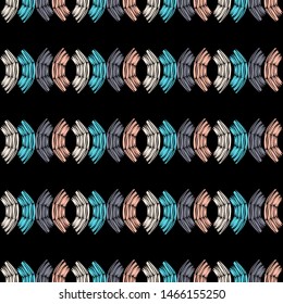 Ethnic boho seamless pattern. Lace. Embroidery on fabric. Patchwork texture. Weaving. Traditional ornament. Tribal pattern. Folk motif. Can be used for wallpaper, textile, wrapping, web.