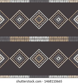 Ethnic boho seamless pattern. Lace. Embroidery on fabric. Patchwork texture. Weaving. Traditional ornament. Tribal pattern. Folk motif. Can be used for wallpaper, textile, wrapping, web.