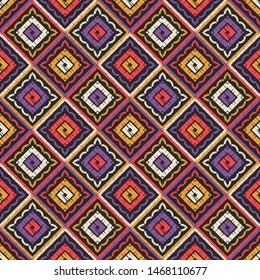 Ethnic boho seamless pattern. Lace. Embroidery on fabric. Patchwork texture. Weaving. Traditional ornament. Tribal pattern. Folk motif. Can be used for wallpaper, textile, wrapping, web.