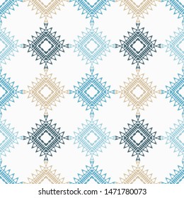 Ethnic boho seamless pattern. Lace. Embroidery on fabric. Patchwork texture. Weaving. Traditional ornament. Tribal pattern. Folk motif. Can be used for wallpaper, textile, wrapping, web.
