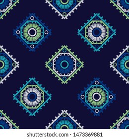 Ethnic boho seamless pattern. Lace. Embroidery on fabric. Patchwork texture. Weaving. Traditional ornament. Tribal pattern. Folk motif. Can be used for wallpaper, textile, wrapping, web.