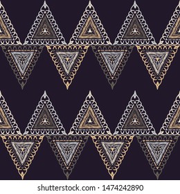 Ethnic boho seamless pattern. Lace. Embroidery on fabric. Patchwork texture. Weaving. Traditional ornament. Tribal pattern. Folk motif. Can be used for wallpaper, textile, wrapping, web.