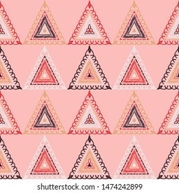 Ethnic boho seamless pattern. Lace. Embroidery on fabric. Patchwork texture. Weaving. Traditional ornament. Tribal pattern. Folk motif. Can be used for wallpaper, textile, wrapping, web.