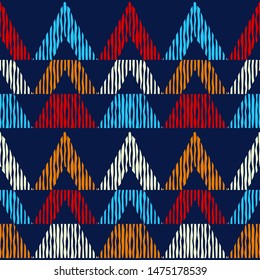 Ethnic boho seamless pattern. Lace. Embroidery on fabric. Patchwork texture. Weaving. Traditional ornament. Tribal pattern. Folk motif. Can be used for wallpaper, textile, wrapping, web.