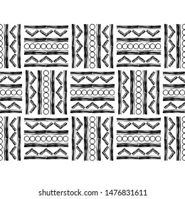 Ethnic boho seamless pattern. Lace. Embroidery on fabric. Patchwork texture. Weaving. Traditional ornament. Tribal pattern. Folk motif. Can be used for wallpaper, textile, wrapping, web.