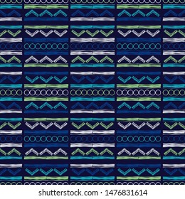 Ethnic boho seamless pattern. Lace. Embroidery on fabric. Patchwork texture. Weaving. Traditional ornament. Tribal pattern. Folk motif. Can be used for wallpaper, textile, wrapping, web.